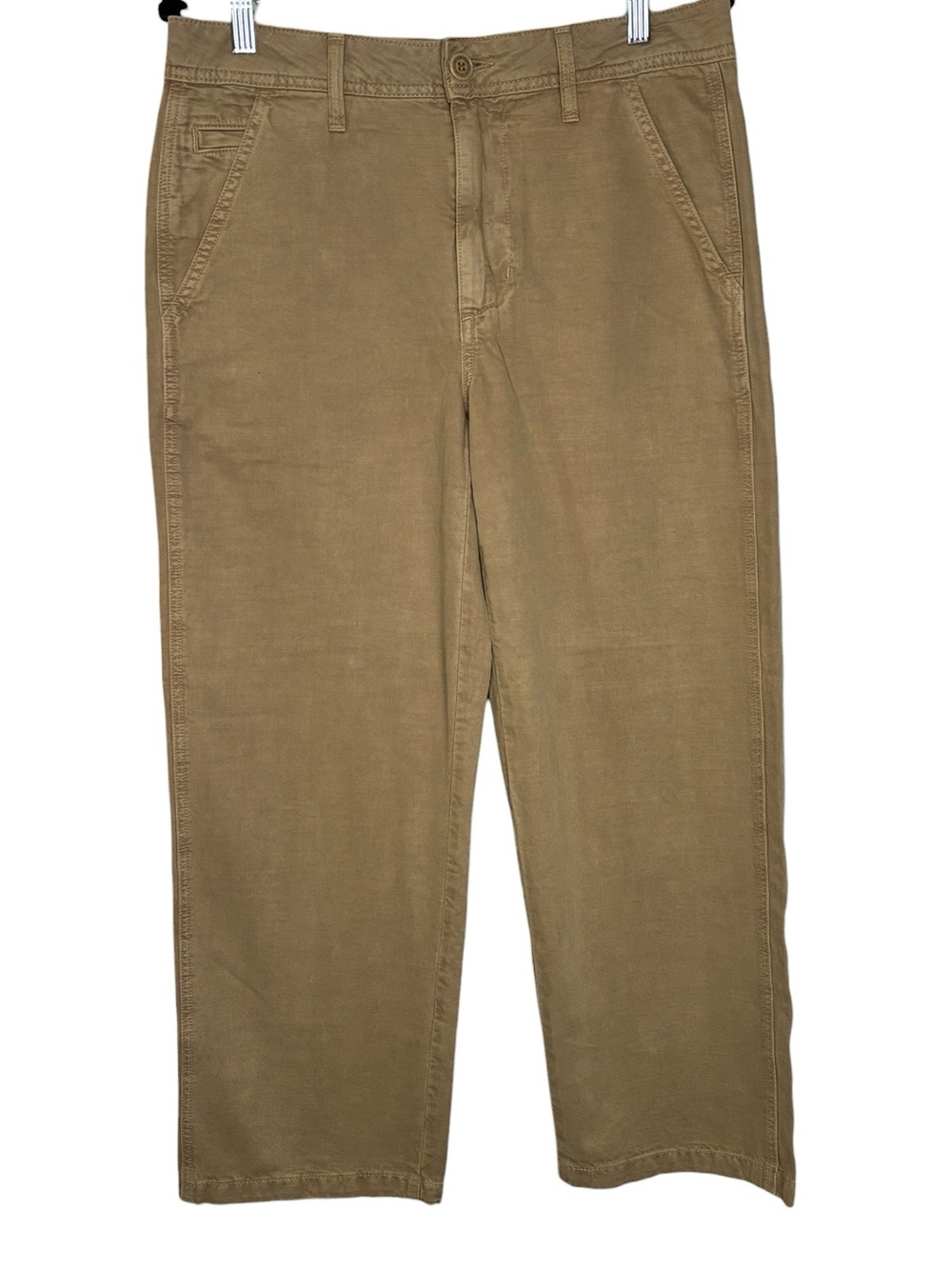 AMO Women’s Wide Leg Cropped Pants Tan Size 27 Casual Cotton Blend